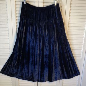 Carole Little Sport Dark Blue Velvet Elastic Waist Full Maxi Skirt 16